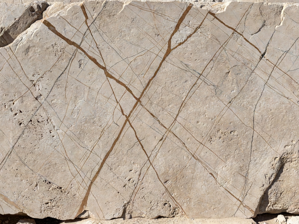 Detailed close-up texture of cross-cut Roman Travertine stone