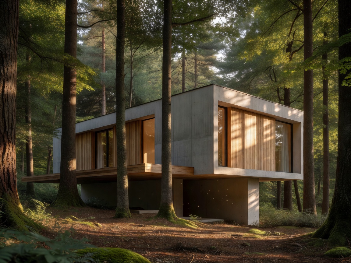 Zürichberg forest villa concrete and timber minimalist architecture